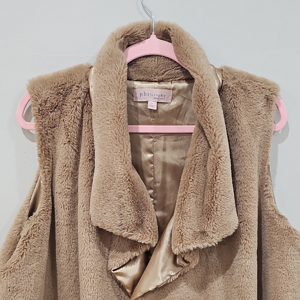 Philosophy Tan Faux Fur Vest